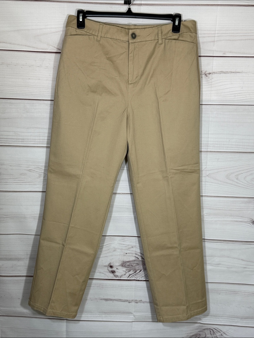 NWT Christopher & Banks Classic Tan Khaki Straight-Leg Chinos Size 14 Short